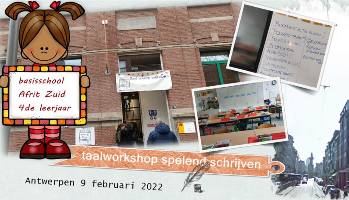 workshop 'spelend schrijven' in Antwerpen: kinderen spelen met pen en plezier