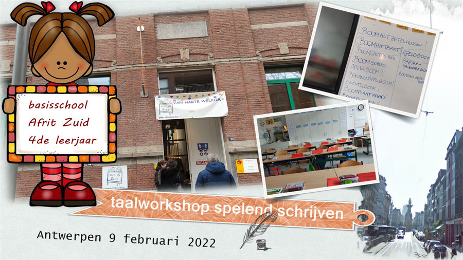 workshop 'spelend schrijven' in Antwerpen: kinderen spelen met pen en plezier
