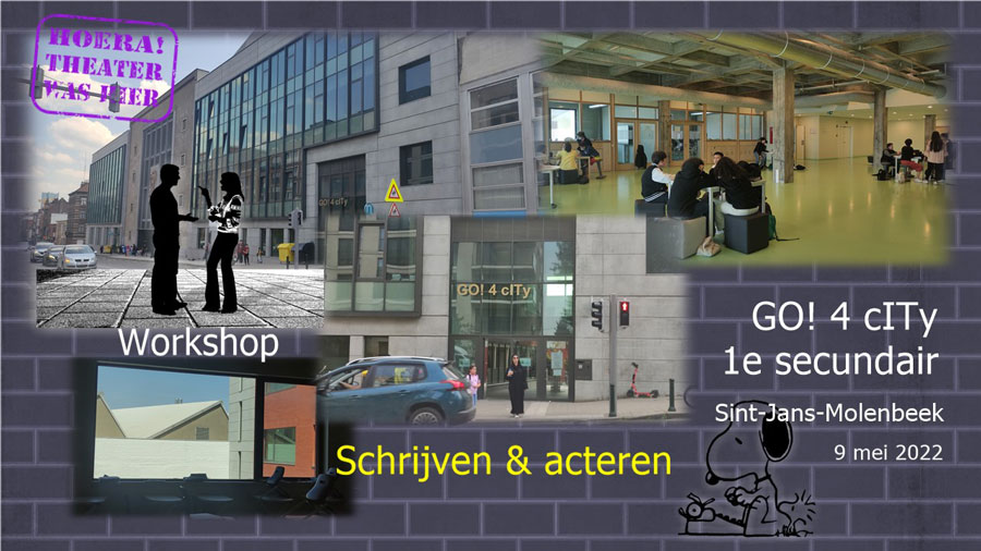 muzische workshop scenario schrijven en spelen voor leerlingen in Molenbeek Brussel