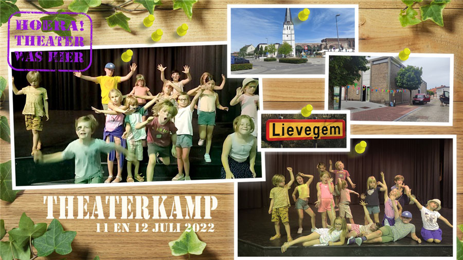 dolle pret op zomerkamp met workshops slapstick van Hoeratheater hier in Lievegem, Oost-Vlaanderen