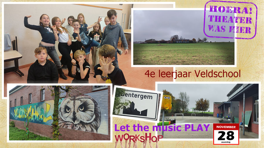 muzische workshop drama met muziek als motor van de expressie leerlingen 4de jaar Veldschool Dentergem