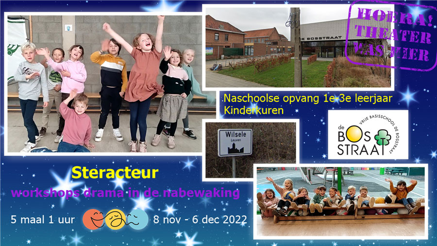 muzische workshop acteren voor lagere school in de nabewaking Wilsele Vlaanderen